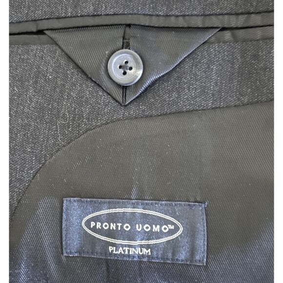 Pronto Uomo Platinum Men's 48R Dark & light Gray 100% Wool Blazer Suit Jacket - Picture 7 of 9